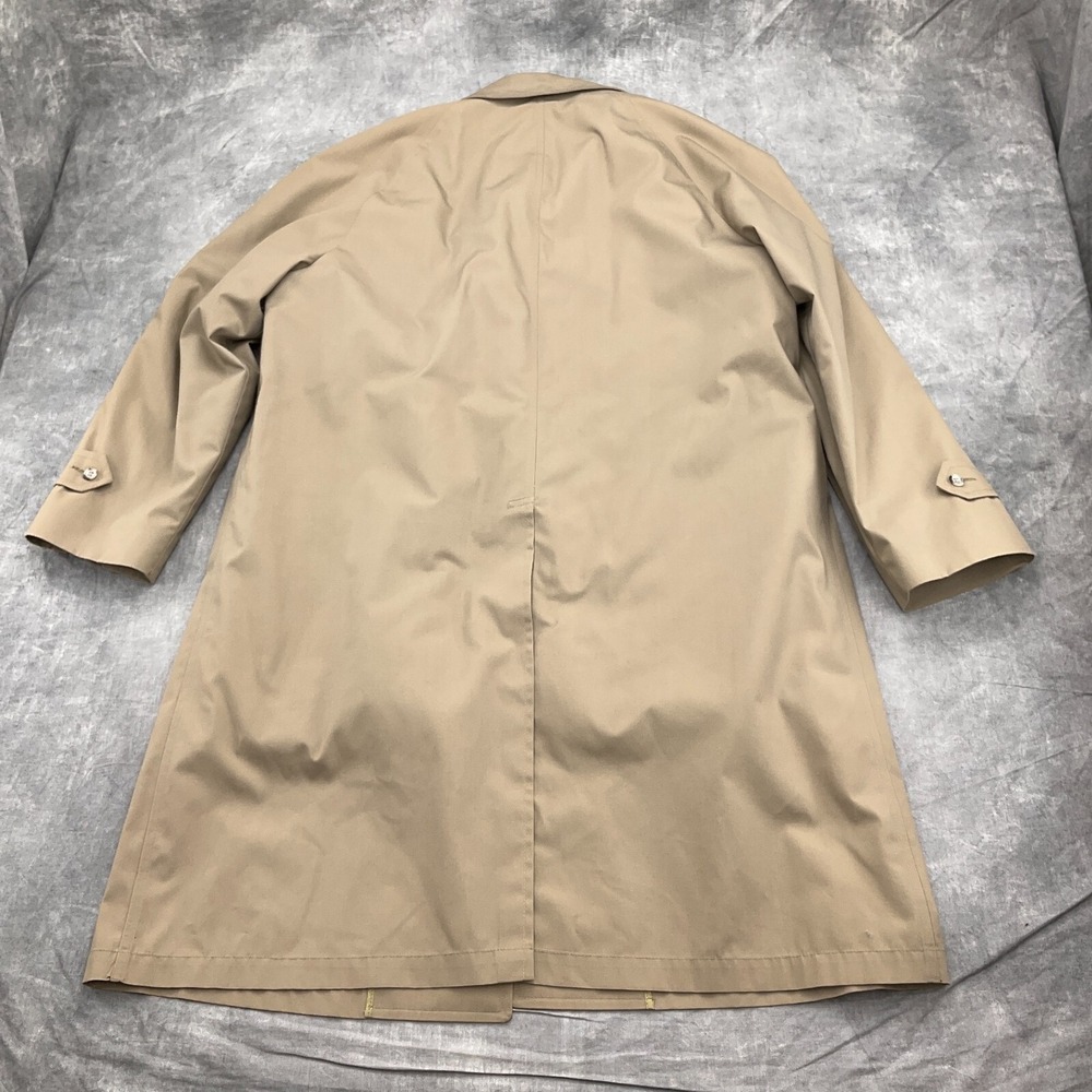 London Fog Trench Maincoats Men 42S Tan Rain Overcoat Career Classic USA VTG - Picture 14 of 15